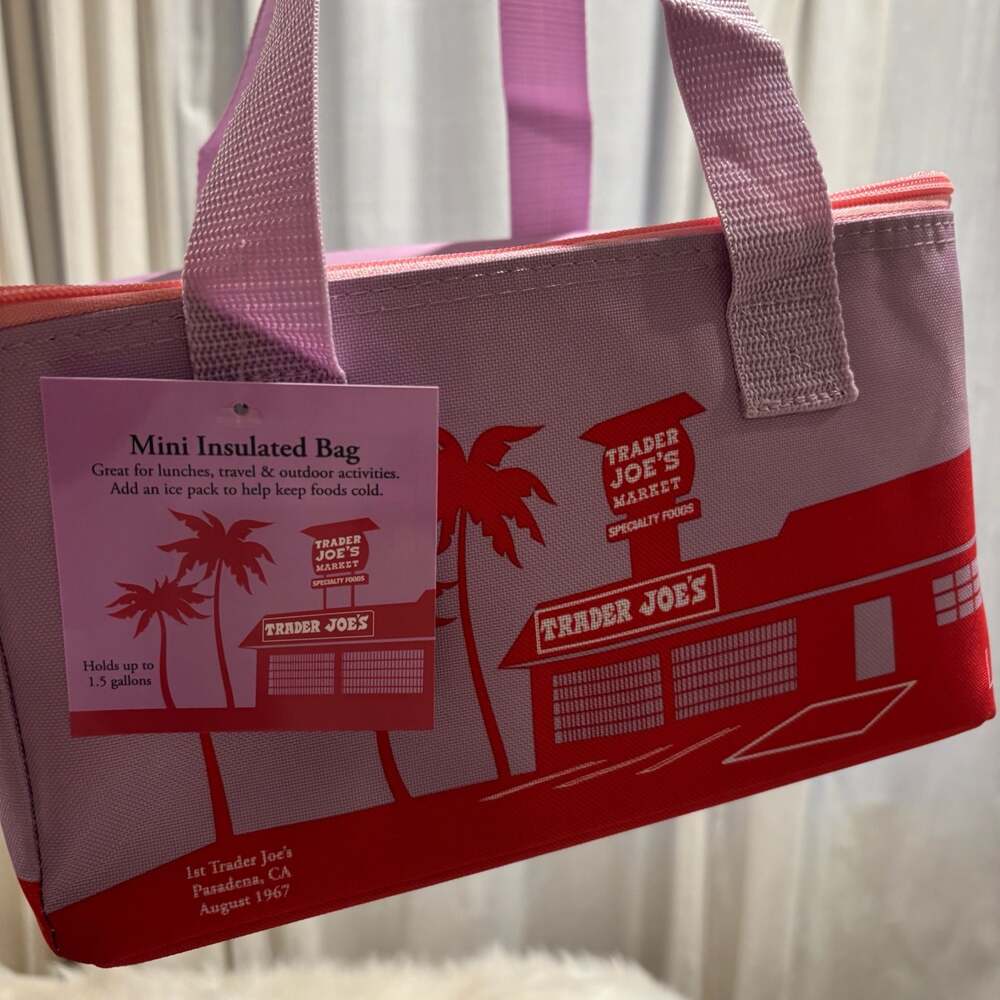 Trader Joe's 2026 Mini Insulated Tote Pink Cooler